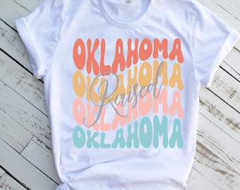 Oklahoma angehobenes T-Shirt für Frauen, Oklahoma Heimatstaat Hemd, Oklahoma Geschenke, Okie Mädchent-stück, Retro Oklahoma T-Shirt, Oklahoma gewelltes Design