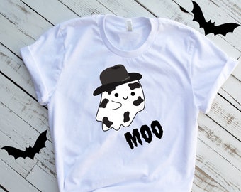 Ghost cow shirt, moo cow tee, spooky farm tee, cute cow shirt, boo shirt, gift for cow lover, Halloween cow shirt,