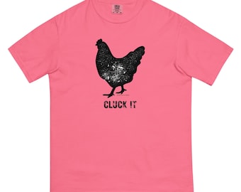 Koszulka z kurczakiem Cluck it, prezent dla miłośnika kurczaków, koszulka z kogutem, cluck around, zabawna koszulka ze zwierzęciem, koszulka z kalamburem, wstań i błyszcz, koszulka z gospodarstwem domowym