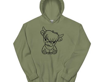 Sudadera con capucha de vaca de las tierras altas, sudadera con vaca, camisa del oeste, suéter de vaca, regalos con temática de vaca, vida en la granja, amante de las vacas, moda del oeste