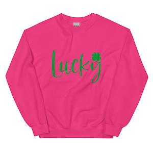 Lucky shamrock sweatshirt for women, St. Patrick&#39;s day shirt, St Patty&#39;s day lucky clover shirt, Lucky Irish girl gift, St. Paddy&#39;s crewneck