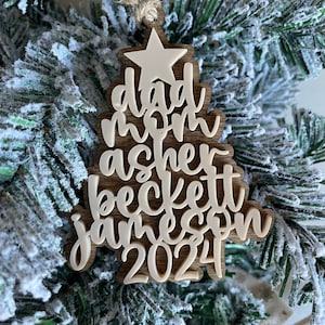 Familie Weihnachtsschmuck | Personalisierte Familie Ornament | Großeltern Ornament | Engel Laser Cut Weihnachtsbaum Ornament