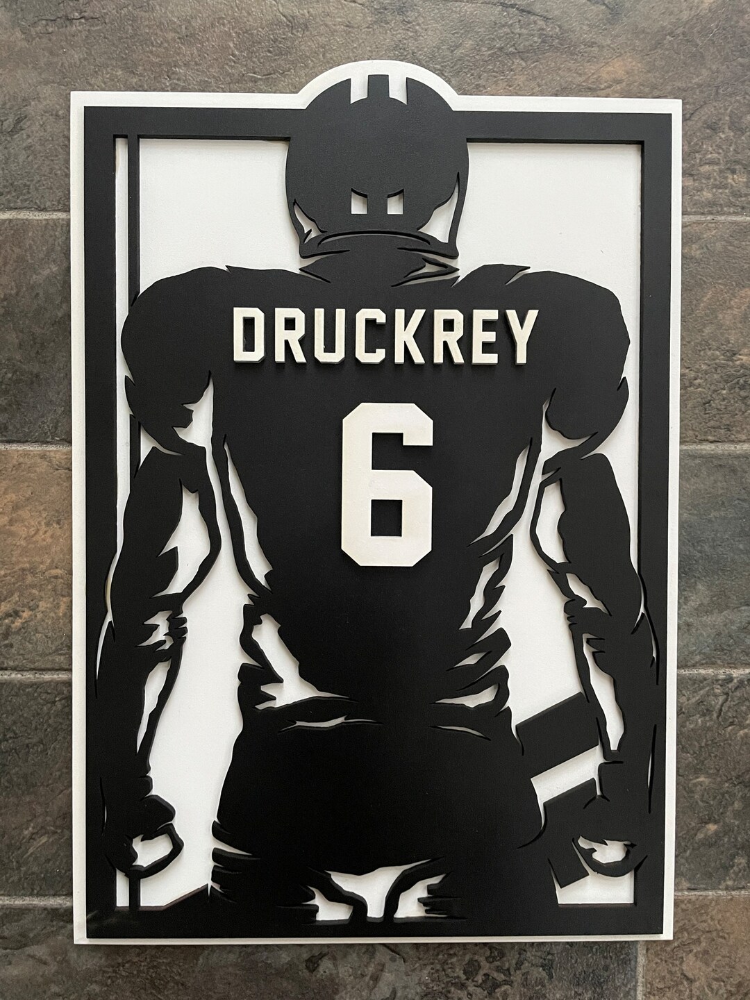 Laser Cut Wooden Football Player Sign Personalized Wooden Etsy