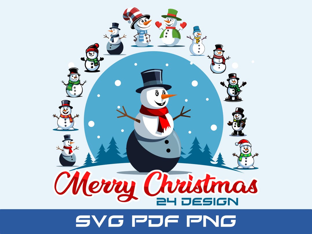 24 Snowmen Vector Clipart Bundle | Christmas SVG PDF PNG Winter Pack - Etsy