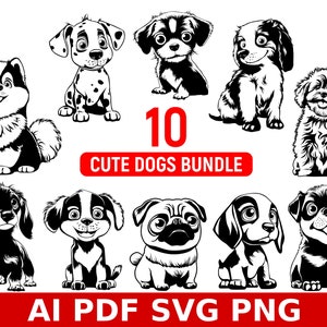 cute dogs svg, dogs clipart, baby dogs, cute dogs cricut, cute dogs vector, cute dogs cartoon, dogs outline, cute dogs cut, Dog Bundle