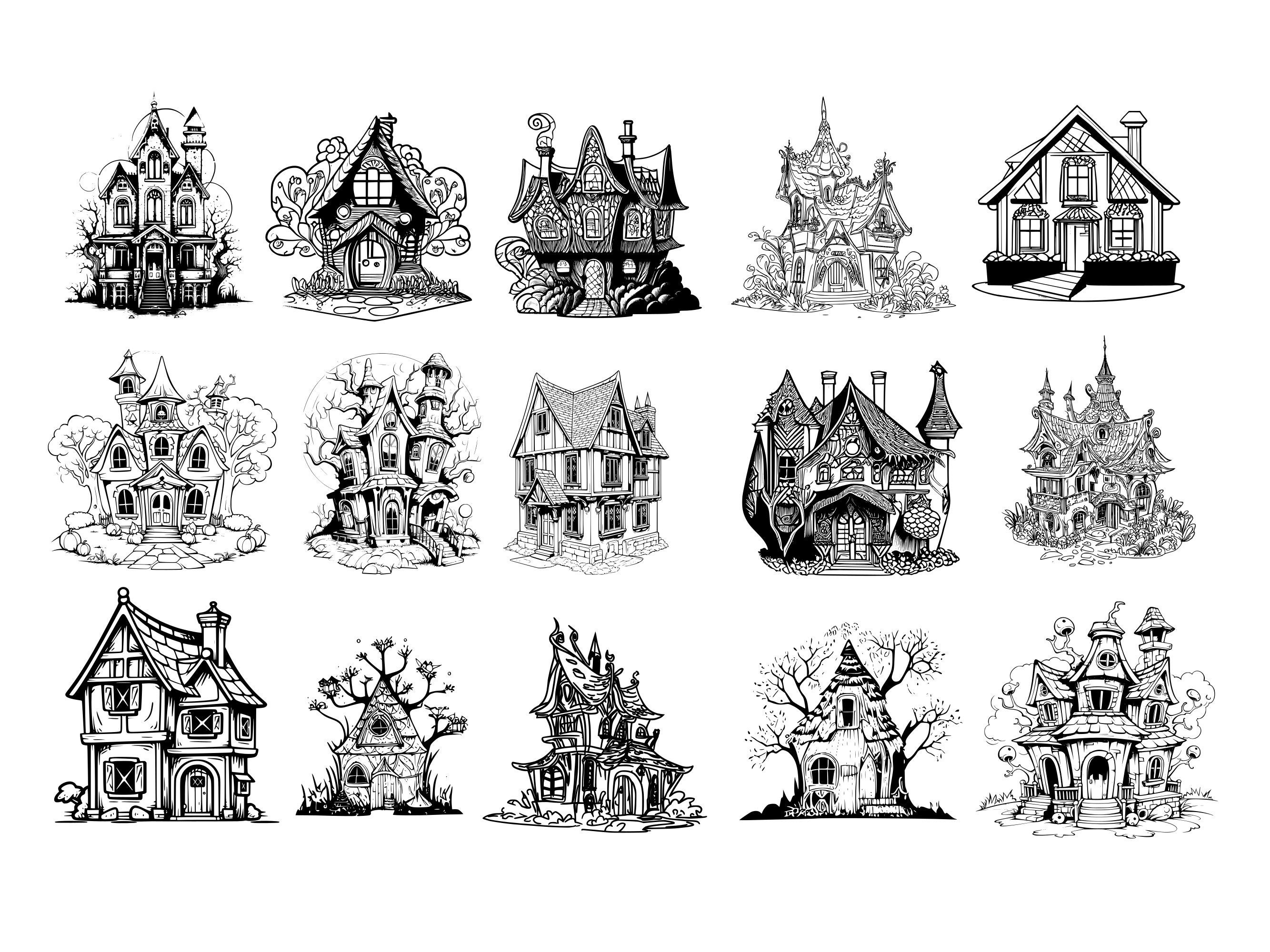 Magic House Svg, Wizard House, Fairy House, Silhouette House, Houses