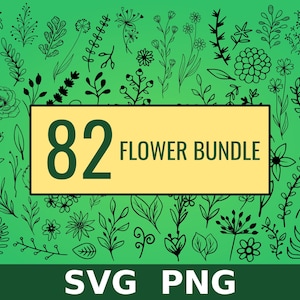 82 Floral Botanical Flowers SVG PNG Clipart Bundle | leaf svg bundle | botanical svg bundle | floral vector | botanical vector
