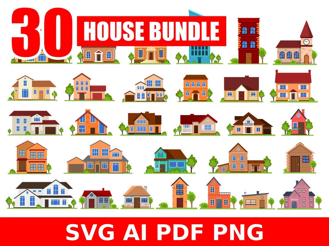 House SVG PNG PDF Bundle | Home Clipart Vector | Building Printable ...