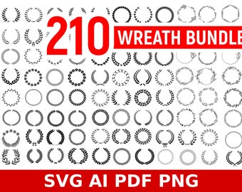 210 Wreath SVG Bundle: Floral & Laurel Designs (Digital Download)