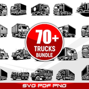 70 lastbil SVG-paket Vintage lastbil Clipart Fraktlogotyp Vektor PNG PDF-samling**