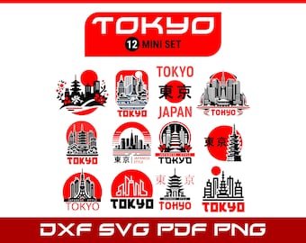 Tokyo City Art SVG mini Bundle, Urban Japan Vector Clipart for Shirts, Logos, Prints