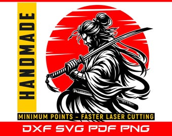 Samurai Japan Design for T-Shirt | svg png pdf dxf | Japan Laser Cut | Samurai Wall Decor