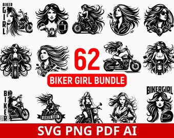 Biker Tshirt Design SVG PNG PDF Bundle | Girl-Rocker Motorbike Girl Mom Momlife