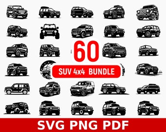 60 Off-Road Car SVG Clipart Bundle | 4x4 SUV Vector (Digital Download)