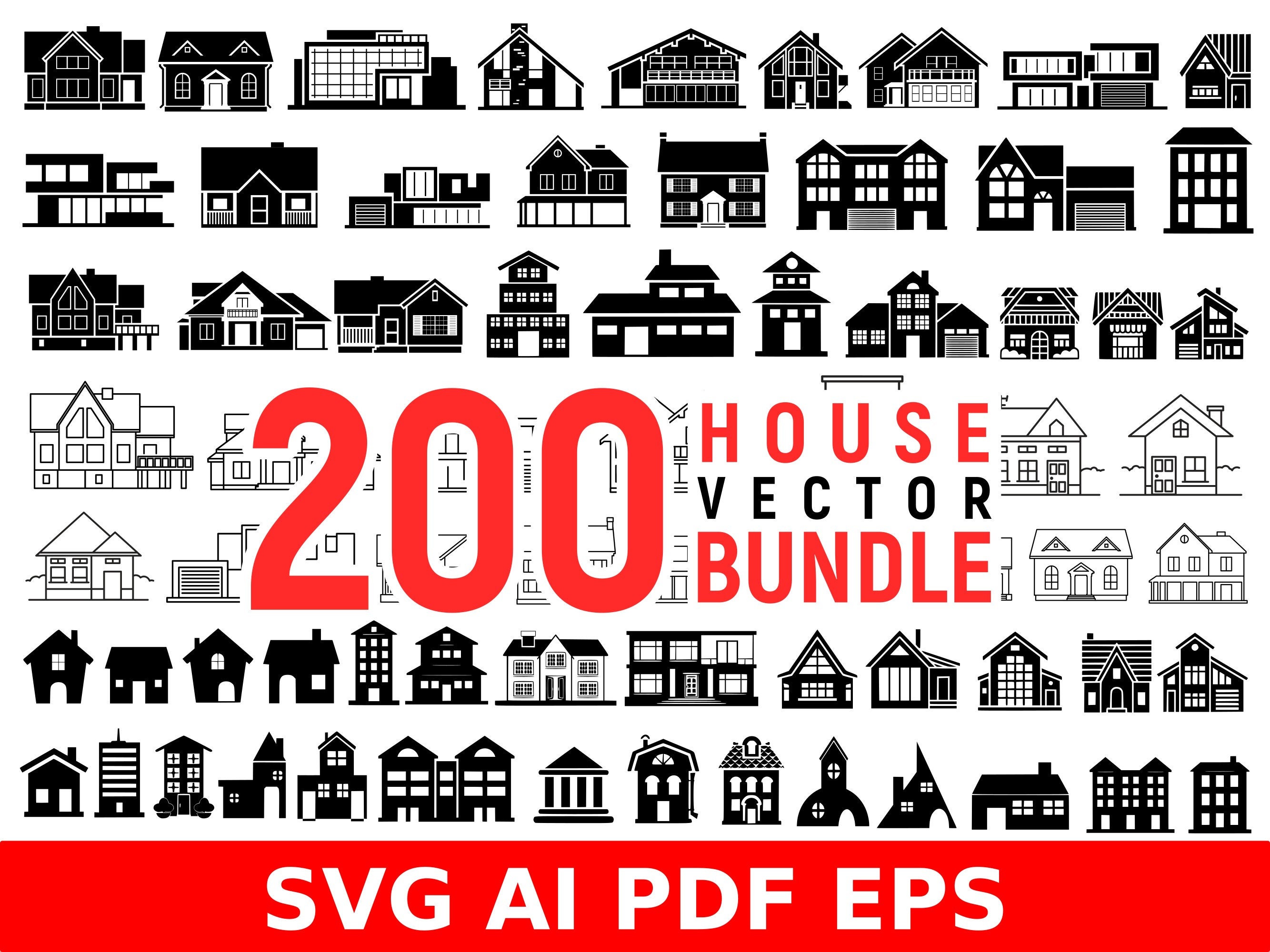 Houses Clipart Set House Vector Bundle House Svg Building - Etsy Canada