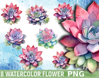Clipart fleur aquarelle : lot de fleurs PNG (téléchargement numérique)