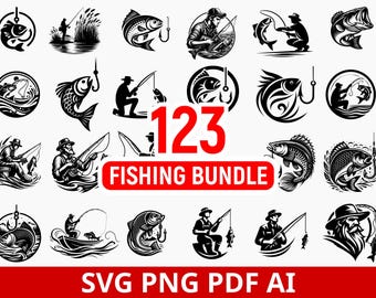 Fishing Vector Bundle: 123 Fish Silhouette Designs (SVG, PNG, PDF)