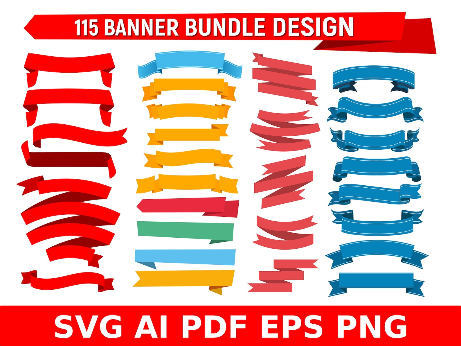 Banner Clipart, Ribbon Clipart, Banner Svg, Banner Bundle, Ribbon Pack