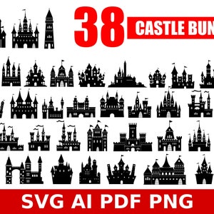 Castle SVG Bundle: 38 Fantasy Fortress Designs (Digital Files)