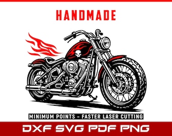 Biker SVG PDF PNG | Motorcycle Vector Design | Chopper Silhouette | Laser Cut File