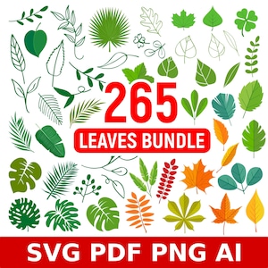 265 Leaves SVG bundle, leaves clipart png, floral clipart, leaves pdf, leaves vector. leaves cricut, leaves laser cut, leaves printable