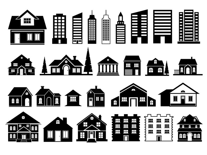 Houses Clipart Set House Vector Bundle House Svg Building - Etsy