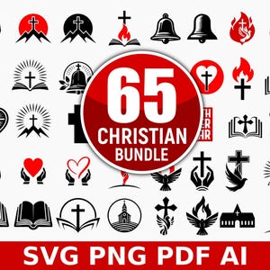 Pacchetto di loghi vettoriali cristiani / Pacchetto di design religioso in formato SVG, PNG e PDF con croce della fede