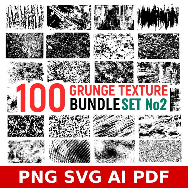 100 Grunge Texture SVG, Grunge Texturen Bundle, abgenutzter Hintergrund, Grunge ClipArt, abgenutzte Textur Overlays, Grunge Design, Grunge Kunst