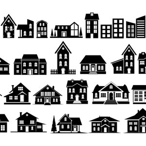 Houses Clipart Set, House Vector Bundle, House Svg, Building Svg, Home ...