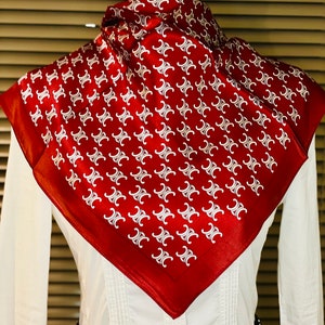 Foulard petit carré soie Mulberry 100 % naturelle, 53cm, écharpe soie de luxe, cadeau Saint Valentin, neckerchief, red bandana, cadeau femme image 5