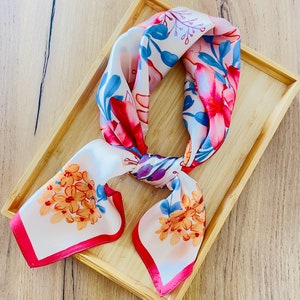 Natural Silk Large Square Scarf 100% Real Mulberry Silk 68cm, Silk Scarf for Women, Easter Gift, Birthday, Mother
