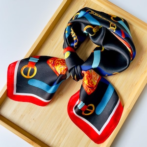High Quality Natural Mulberry Silk Scarf • 100% Genuine Luxury Silk Scarf • Gift for Mom, Wife • Equestrian Fashion