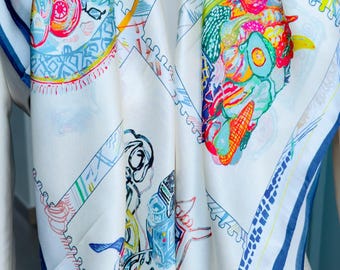 Foulard grand carré en soie naturelle Mulberry  • écharpe en soie pour femme • cadeau de luxe pour Noël, Anniversaire • fête des mères