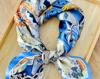 Mały kwadratowy szal z naturalnego jedwabiu • 100% jedwabiu morwowego • kwadratowy szal z naturalnego jedwabiu • szal jedwabny najwyższej jakości, prezent świąteczny