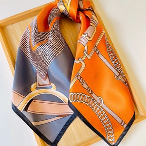 High Quality Natural Mulberry Silk Scarf • 100% Genuine Luxury Silk Scarf • Gift for Mom, Wife • Equestrian Fashion