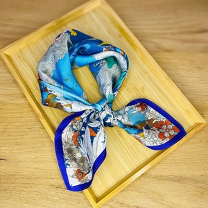 Natural silk square scarf, 100% genuine Mulberry silk, square scarf in natural silk, premium quality silk scarf, Valentine&#39;s Day