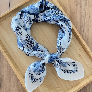 Foulard carré en soie femmes Satin imprimé Hijab foulards musulman