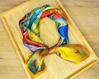 Kwadratowy szal z naturalnego jedwabiu, 100% prawdziwy jedwab morwowy, Naturalny szal jedwabny dla kobiet, szal jedwabny najwyższej jakości, Walentynki