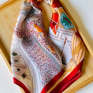 High Quality Natural Mulberry Silk Scarf • 100% Genuine Luxury Silk Scarf • Gift for Mom, Wife • Equestrian Fashion