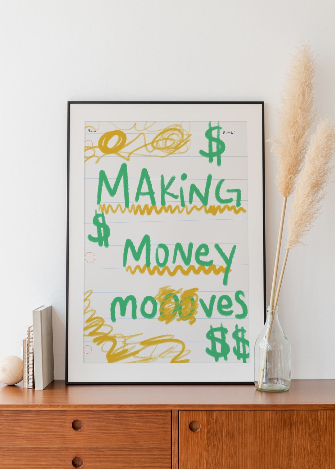 Funky Wall Art, Printable Wall Art, Making Money Moves, DIY, Maximalist