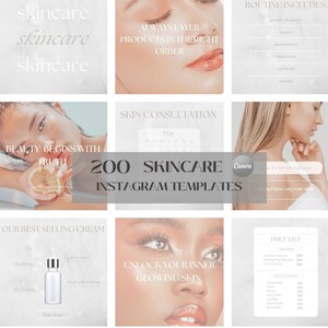 200 Plantillas de instagram para el cuidado de la piel / plantillas de instagram para esteticistas / plantillas de instagram para el cuidado de la piel / plantilla para el cuidado de la piel / Canva editable