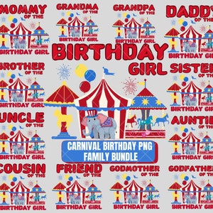 Karneval-Geburtstag-Png, Zirkus-Geburtstag-Mädchen-Png, Sublimation-Zirkus-Geburtstag-Mädchen, Karneval-Familie-Png, Karneval-Geburtstag-Png-Bundle
