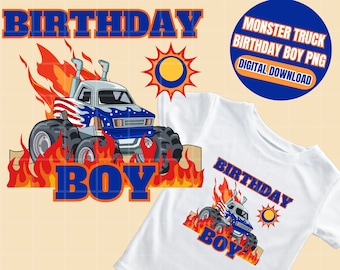 Monster Truck Cumpleaños Png, Camión Cumpleaños Png, Cumpleaños Camión Png, Niño Cumpleaños Png, Cumpleaños Niño Sublimación Diseño, Bday Boy Camisa Png