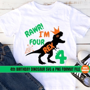 Dinosaurio 4o Cumpleaños Svg, 4 Cumpleaños Svg, Rawr Im 4 Svg, Dino 4o Cumpleaños Png, Rawr Im Cuatro Svg, 4o Cumpleaños Svg, 4o Bday Svg, Dino Png