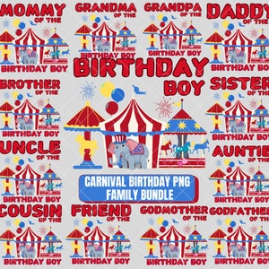 Carnival Birthday Png, Circus Birthday Boy Png, Sublimation Carnival Birthday, Carnival Family Png, Carnival Birthday Png Bundle