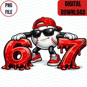 Six Seven baseball dropp png, baseballdesign png, 67 baseball png