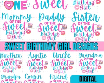Sweet Birthday Png, Donut Birthday Png, Sweet One Png, Two Sweet Shirt Designs, Birthday Family Png, Sweet Birthday Girl Png