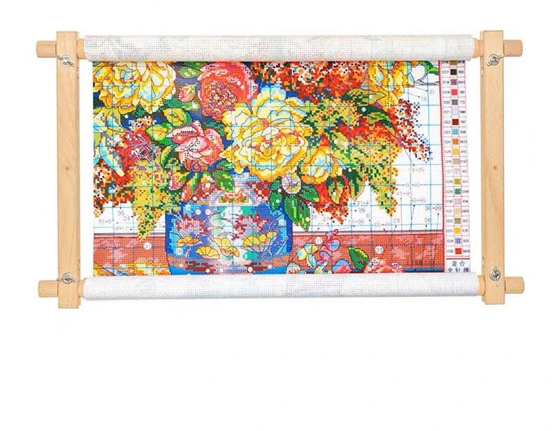 Tapestry Embroidery Cross Stitch Needlepoint Hardwood Scroll Frame 8x18  Dark - Veralis