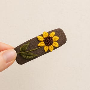 Sunflower Embroidery Hair Clip – Handmade Barrette, Boho Hair Accessory, Cottagecore Style Gift for Her