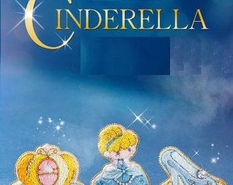 Elegant Handmake Cinderella Theme Embroidery Pattern Pin Kit -- Cinderalla/Pumpkin or Crystal shoe